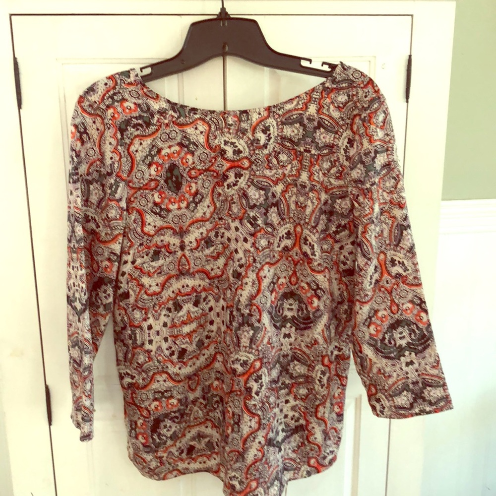 Fall Print Ruffle Back Blouse
